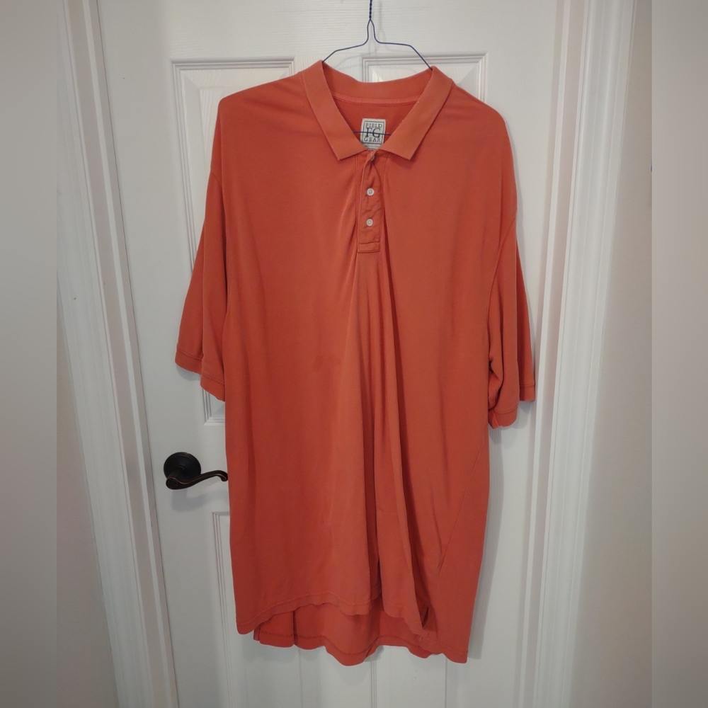 Field Gear Men's Polo Shirt Orange Solid 95%Cotton / 5% Spandex Size  X-Large